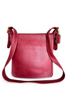 Rare Coach Vintage Red Leather Flap Bag Messenger Y2K Shoulder Bag Crossbody
